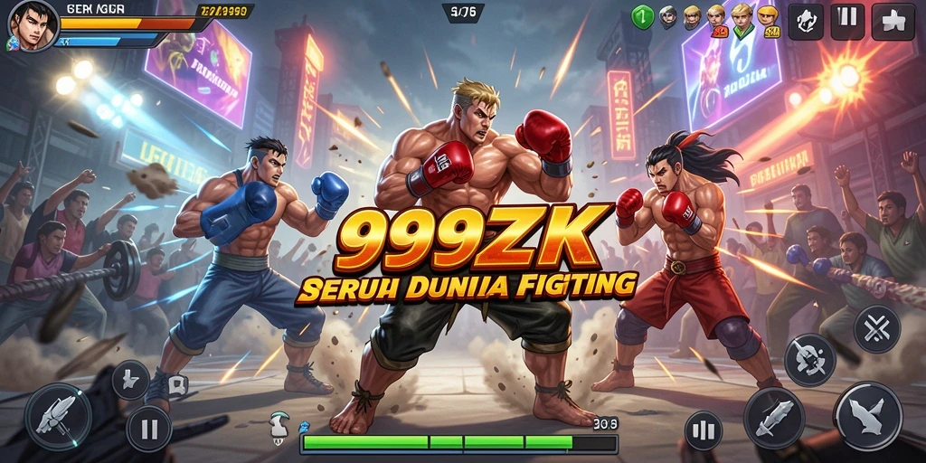 Tampilan menarik dari gameplay Fighting 999ZK yang intens.