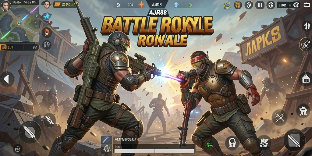 Tampilan utama AJR88 dengan aksi pertempuran membara di arena Battle Royale.