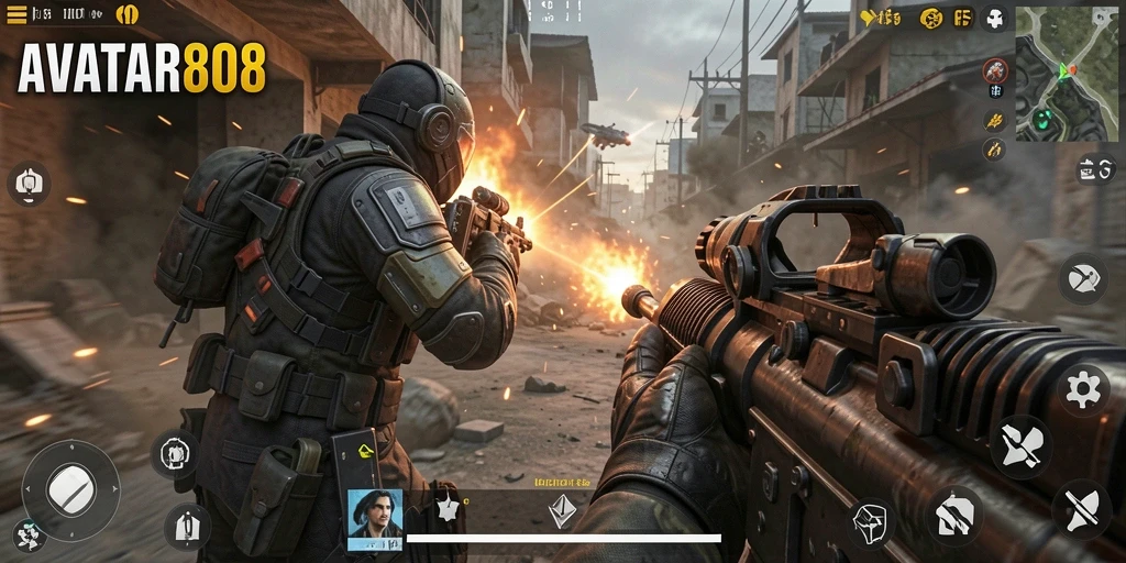 Screenshot gameplay <strong>AVATAR808</strong> menampilkan aksi pertempuran yang intens.
