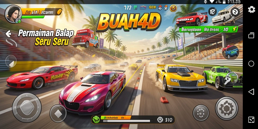 Tampilan gameplay balapan di BUAH4D yang mendebarkan.