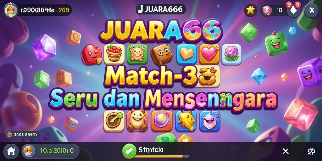 Gameplay Match-3 yang seru dan penuh warna.