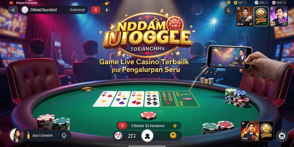 Screenshot menampilkan dealer profesional dan suasana kasino Live Casino.