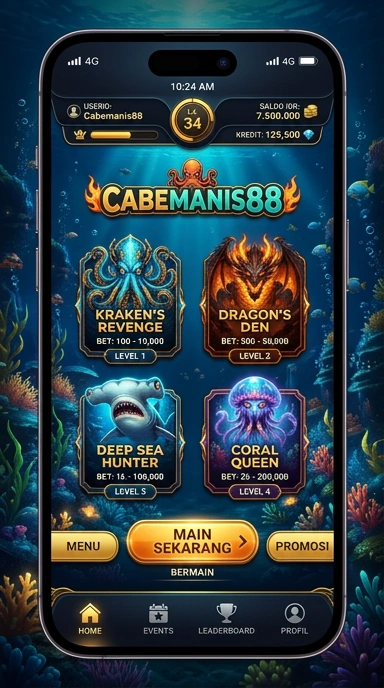 Tampilan utama aplikasi cabemanis88 dengan berbagai pilihan aplikasi.